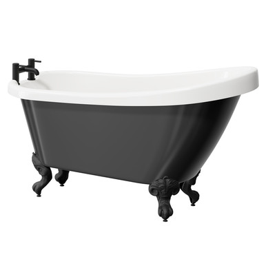 Wholesale Domestic Black Kensington Single Ended Freestanding Slipper Bath With Matt Claw Feet | | Acrylic | 1550Mm X 720Mm