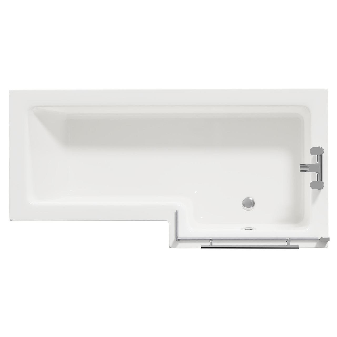 Loire Right Hand L Shaped Shower Bath with Towel Rail Bath Screen and Front and End Bath Panel