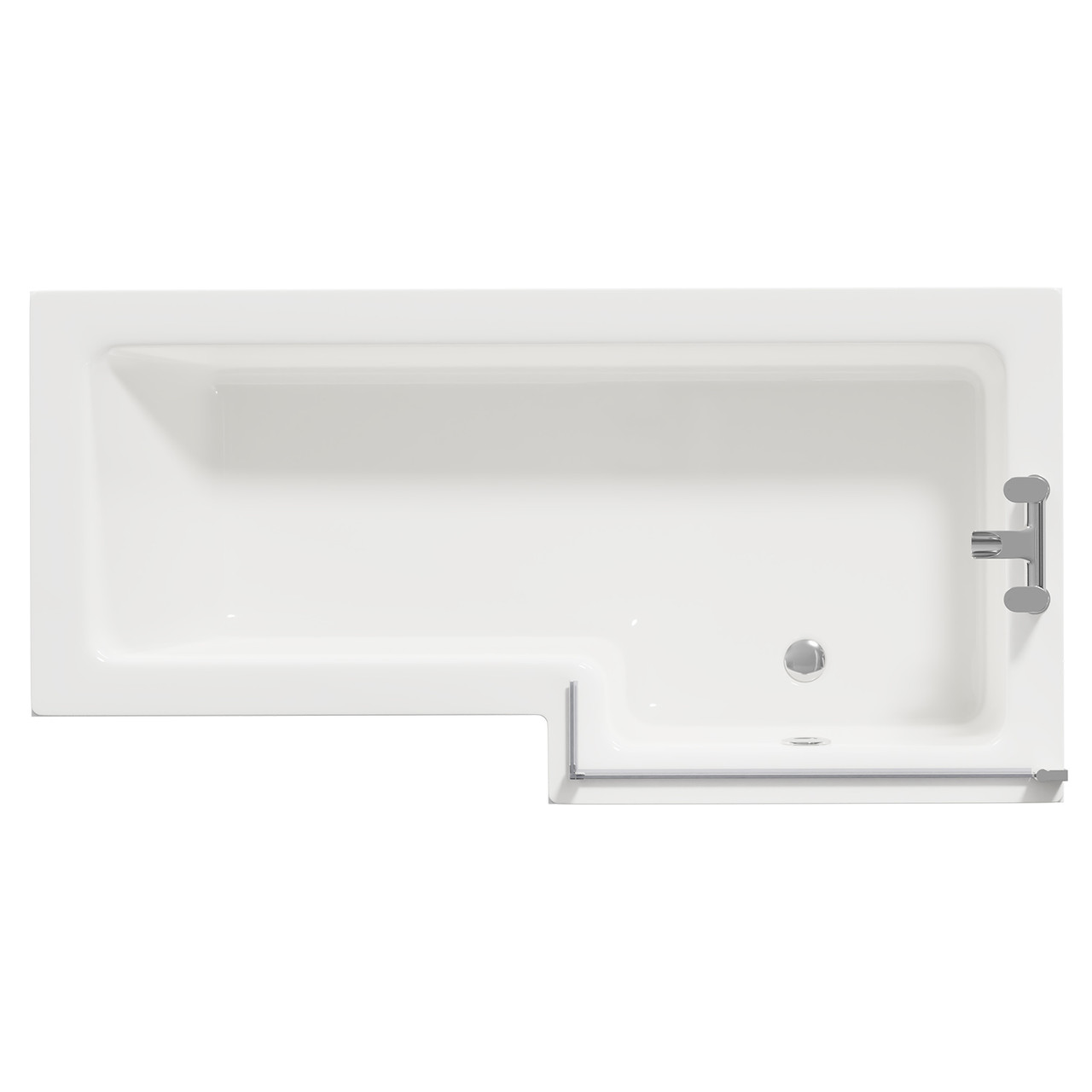 Loire Right Hand L Shaped Shower Bath with Bath Screen and Front and End Bath Panel