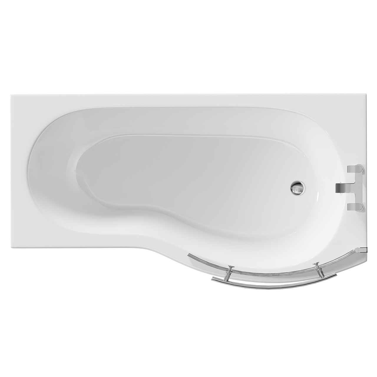 Bayou Right Hand B Shaped Shower Bath with Towel Rail Bath Screen and Front Bath Panel