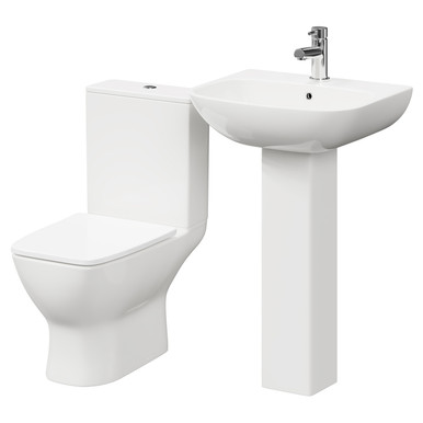 Wholesale Domestic White Kingston Full Pedestal Basin And Open Back Toilet Suite | | Abs Polished Chrome | 545Mm