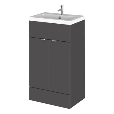 Hudson Reed Gloss Grey Fusion 2 Door Combination Vanity Unit | | Mdf | 500Mm