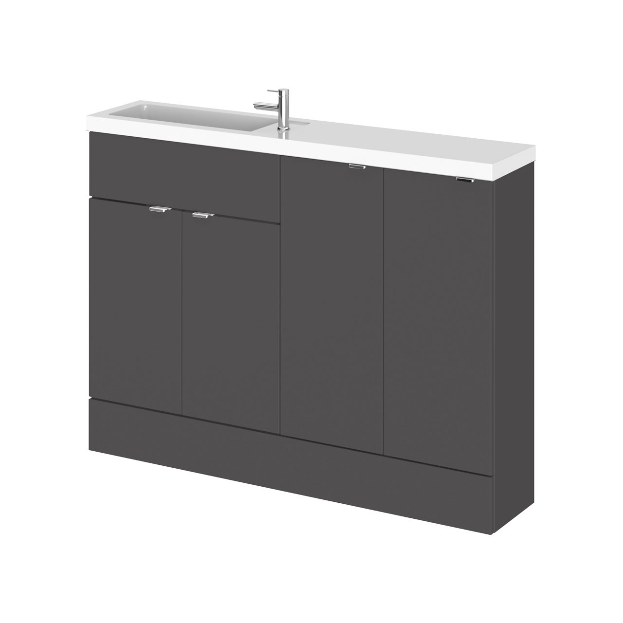 Hudson Reed Gloss Grey Fusion Compact 4 Door Combination Vanity Unit | | Mdf | 1200Mm
