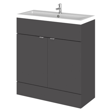 Hudson Reed Gloss Grey Fusion 2 Door Combination Vanity Unit | | Mdf | 800Mm