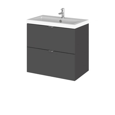 Hudson Reed Gloss Grey Fusion Wall Hung 2 Drawer Combination Vanity Unit | | Mdf | 600Mm