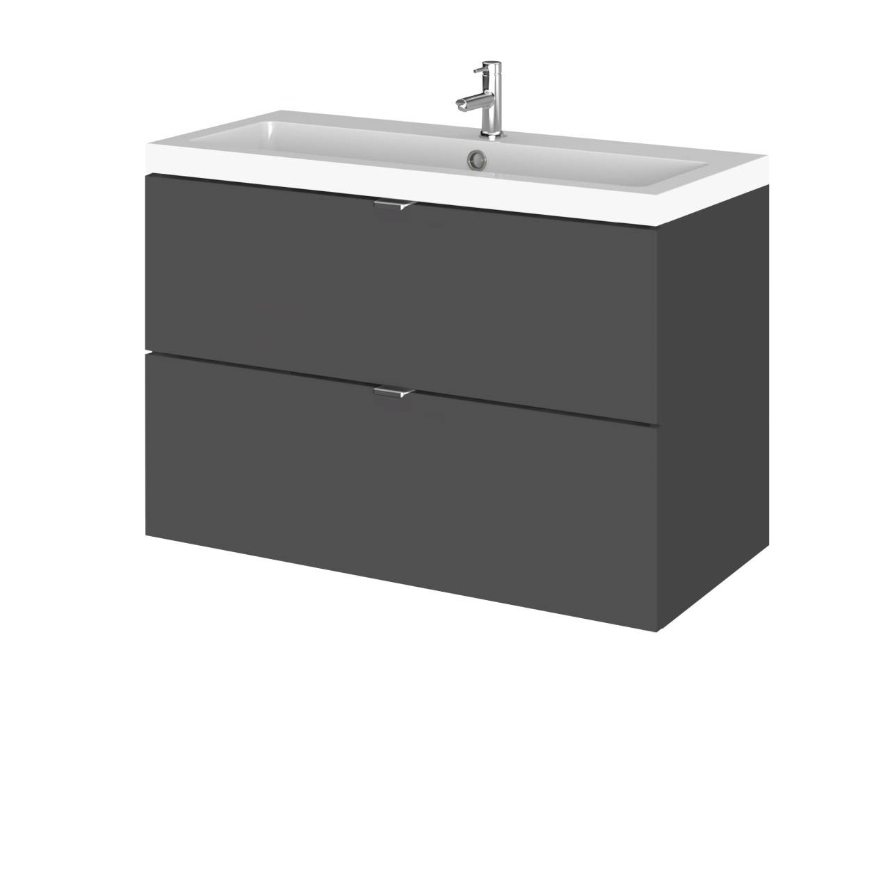 Hudson Reed Gloss Grey Fusion Wall Hung 2 Drawer Combination Vanity Unit | | Mdf | 800Mm