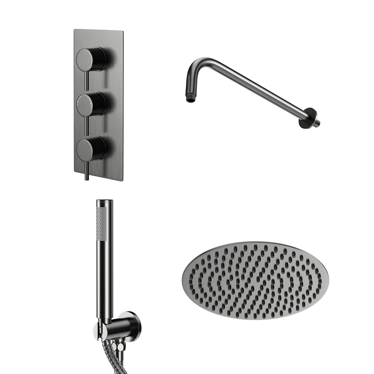 Colore Round Concealed Triple Thermostatic Valve Mixer Shower Including Fixed Shower Head