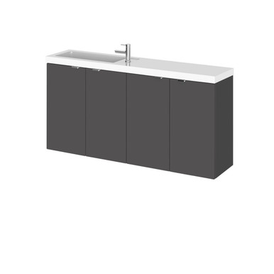 Hudson Reed Gloss Grey Fusion Compact Wall Hung 4 Door Combination Vanity Unit | | Mdf | 1000Mm
