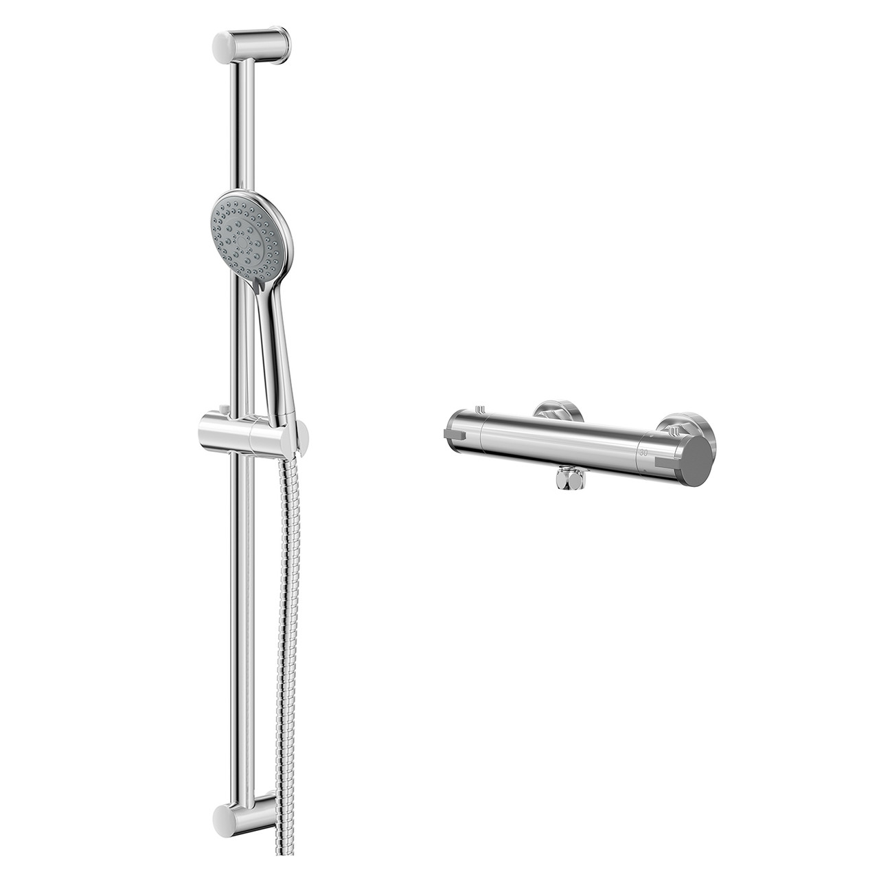 Rondi Polished Thermostatic Bar Valve Mixer Shower with Sark Shower Slide Rail Kit