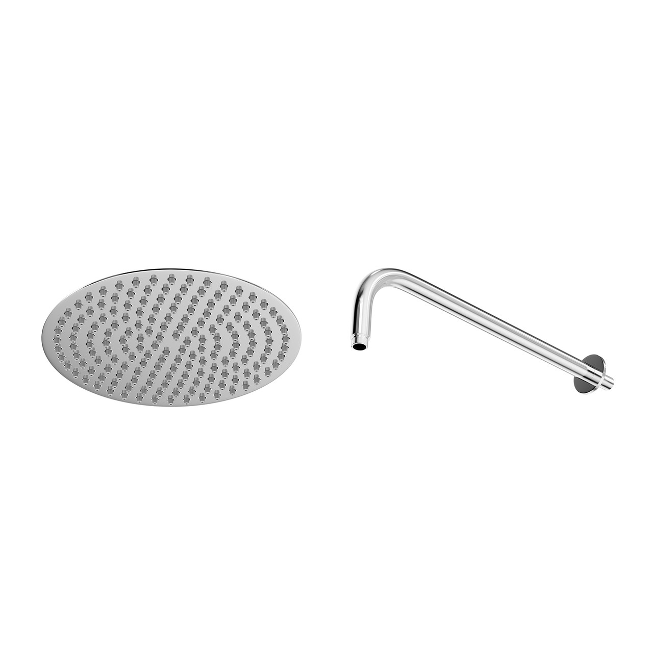 Polished Thin Round Fixed Shower Head and Wall Arm