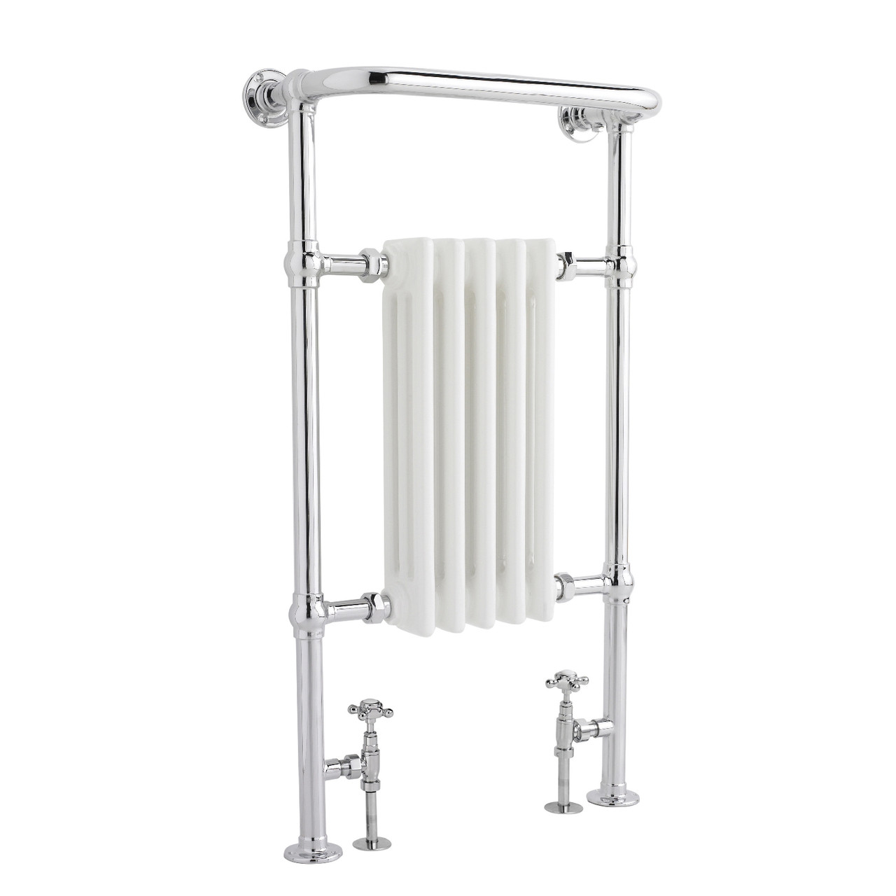 Old London Harrow Floor Mounted Heated Towel Rail with White Column Radiator