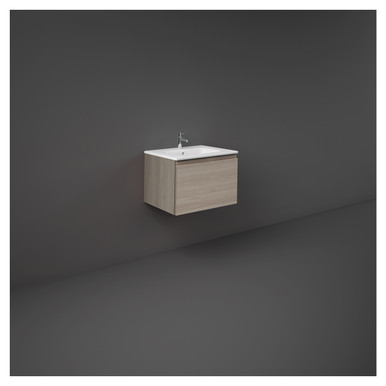 Rak Ceramics Grey Elm Joy Uno Wall Hung Single Drawer Vanity Unit | | Mdf | 600Mm