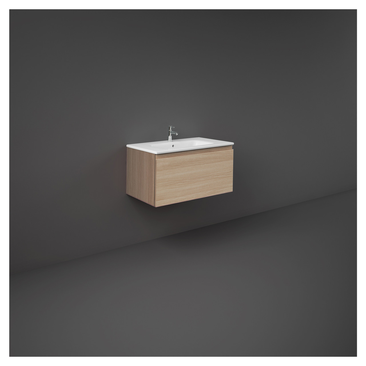 RAK Ceramics Joy Uno Scandi Oak Wall Hung Single Drawer Vanity Unit