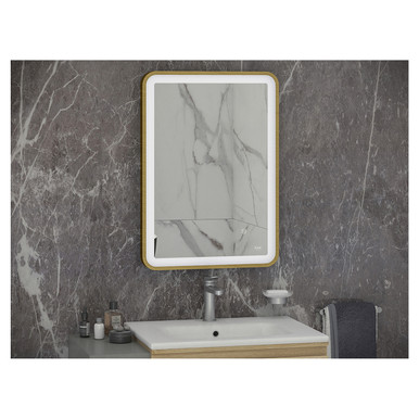 Rak Ceramics Brushed Gold Art Soft Illuminated Led Mirror | | Glass/Aluminium | 500Mm X 700Mm