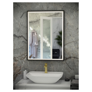 Rak Ceramics Matt Black Art Square Led Mirror | | Glass/Aluminium | 500Mm X 700Mm