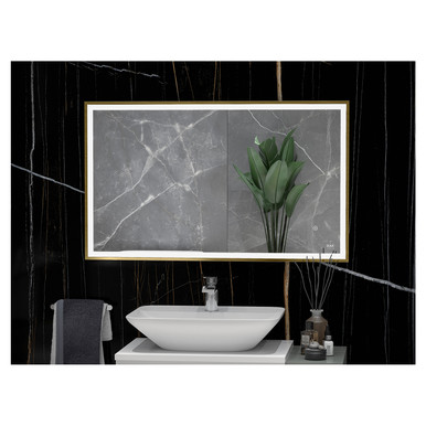 Rak Ceramics Brushed Gold Picture Square Illuminated Led Mirror | | Glass/Aluminium | 600Mm X 1200Mm