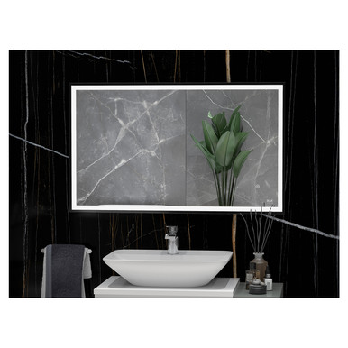 Rak Ceramics Matt Black Picture Square Illuminated Led Mirror | | Glass/Aluminium | 600Mm X 1200Mm