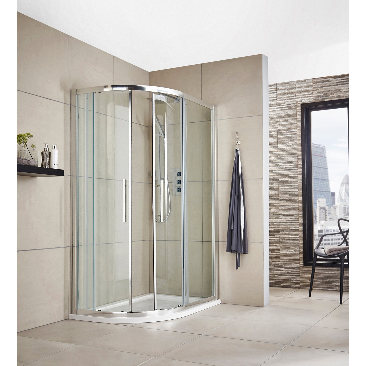 Hudson Reed Chrome Apex Double Door Offset Quadrant Shower Enclosure | | Glass/Aluminium | 1200Mm X 800Mm