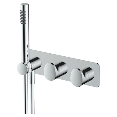 Rak Ceramics Chrome Horizontal Concealed Thermostatic Dual Control Shower Valve With Handset | | Brass | 280Mm X 283Mm X 140Mm