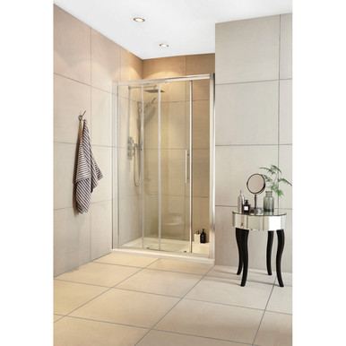 Hudson Reed Chrome Apex Sliding Shower Door | | Glass/Aluminium | 1400Mm