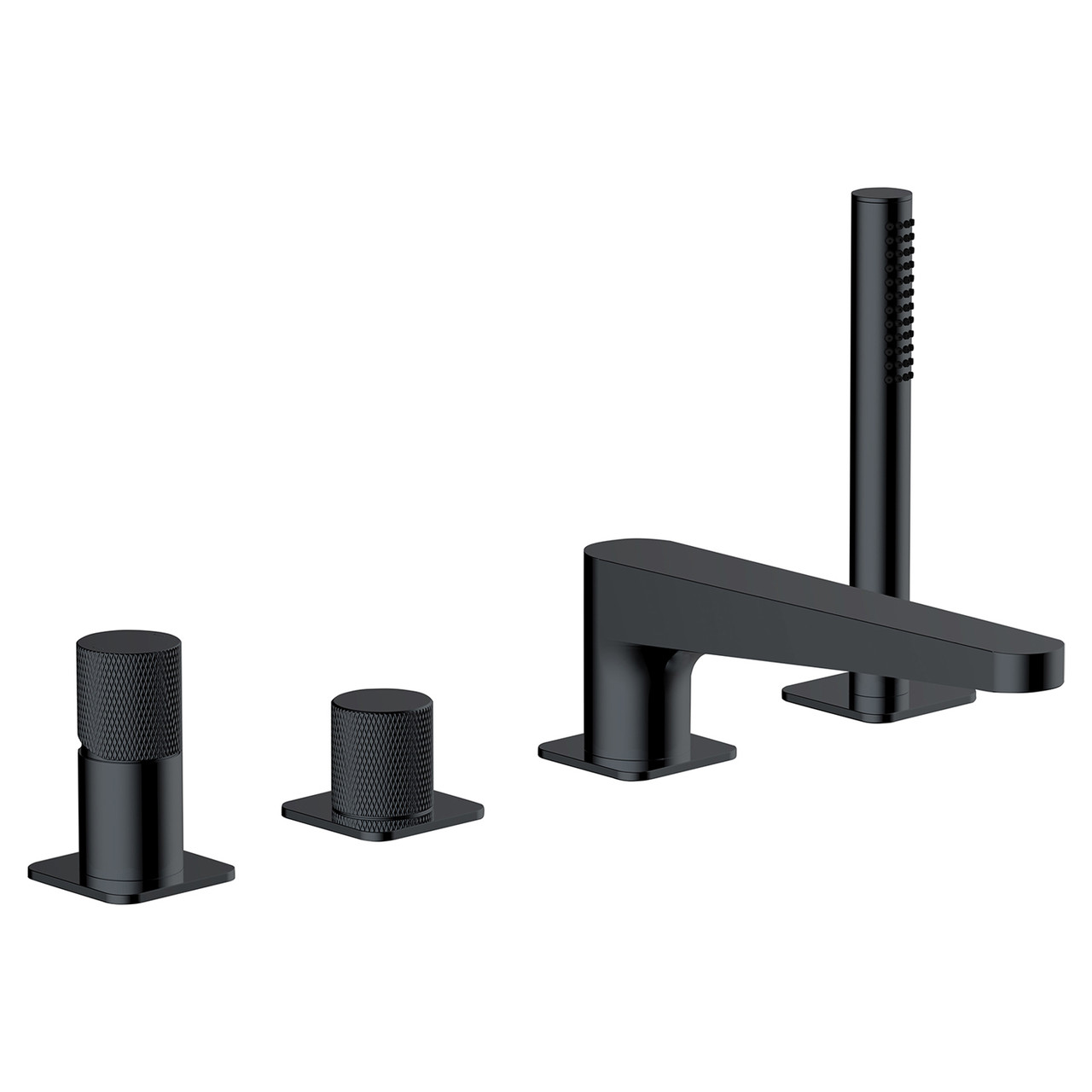 Rak Ceramics Matt Black Amalfi Deck Mounted 4 Tap Hole Bath Shower Mixer | | Brass | 300Mm X 220Mm X 240Mm