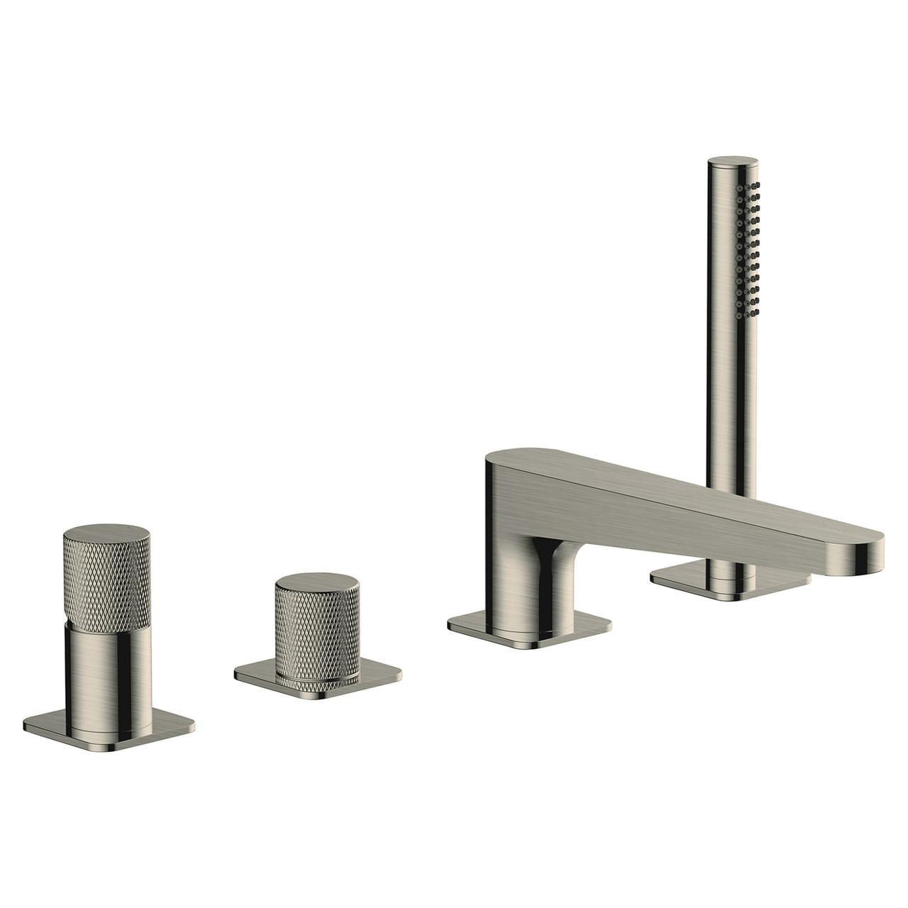 Rak Ceramics Brushed Nickel Amalfi Deck Mounted 4 Tap Hole Bath Shower Mixer | | Brass | 300Mm X 220Mm X 240Mm