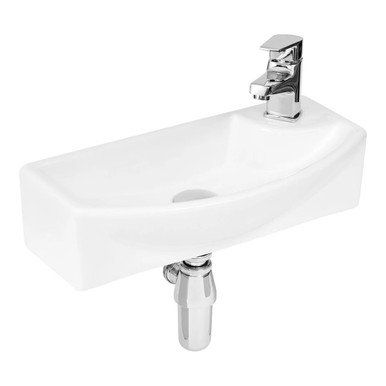 Hudson Reed White Juno Compact Left Hand Curved Ceramic Basin | | 450Mm