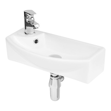 Hudson Reed White Juno Compact Right Hand Curved Ceramic Basin | | 450Mm