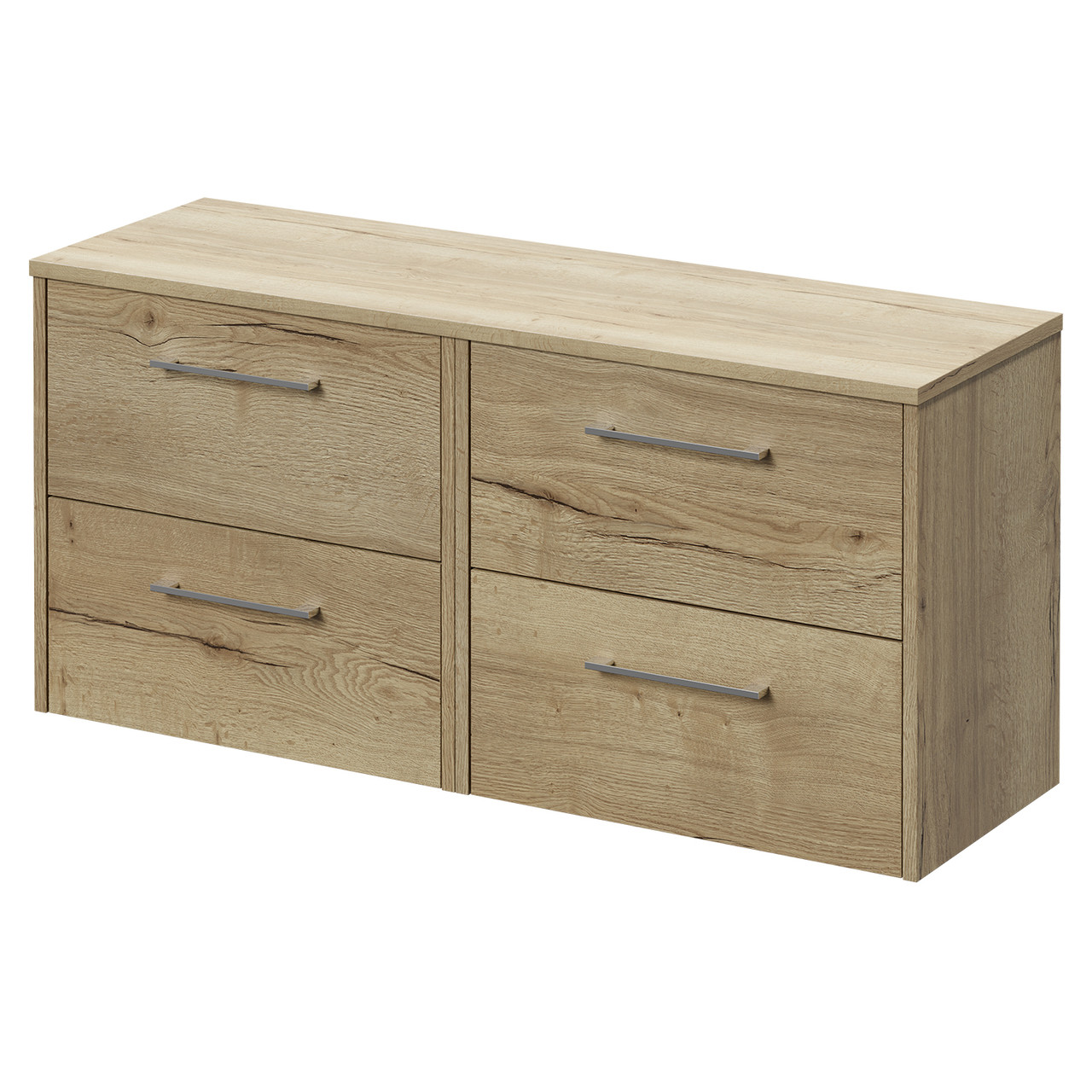 Horizon Wall Mounted Vanity Unit for Countertop Basins with 4 Drawers and Polished Chrome Handles