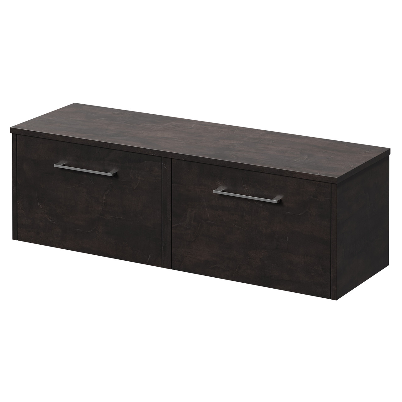Wholesale Domestic Metallic Slate Horizon Wall Mounted Vanity Unit For Countertop Basins With 2 Drawers And Polished Chrome Handles | | Mdf | 1200Mm