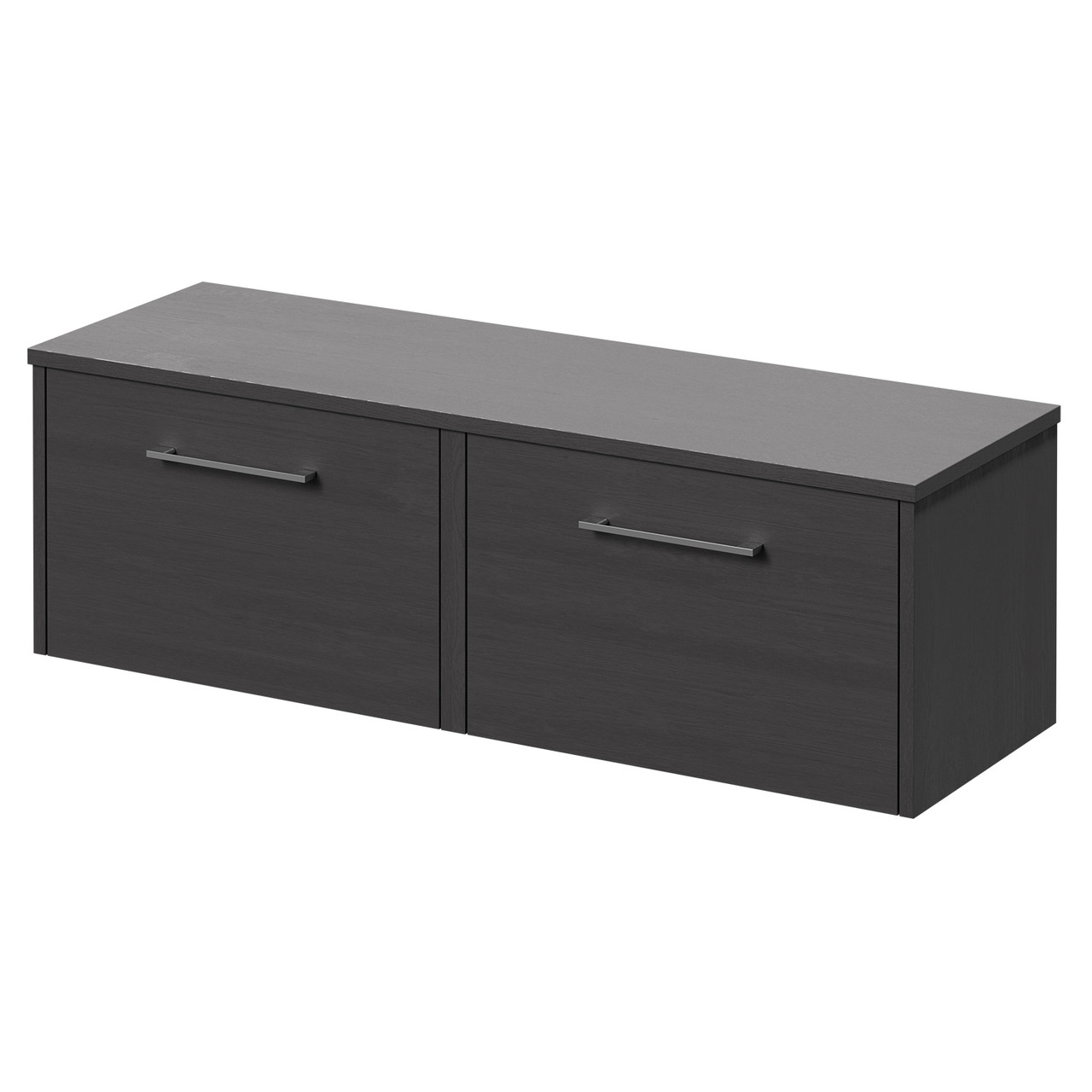 Wholesale Domestic Graphite Grey Horizon Wall Mounted Vanity Unit For Countertop Basins With 2 Drawers And Polished Chrome Handles | | Mdf | 1200Mm