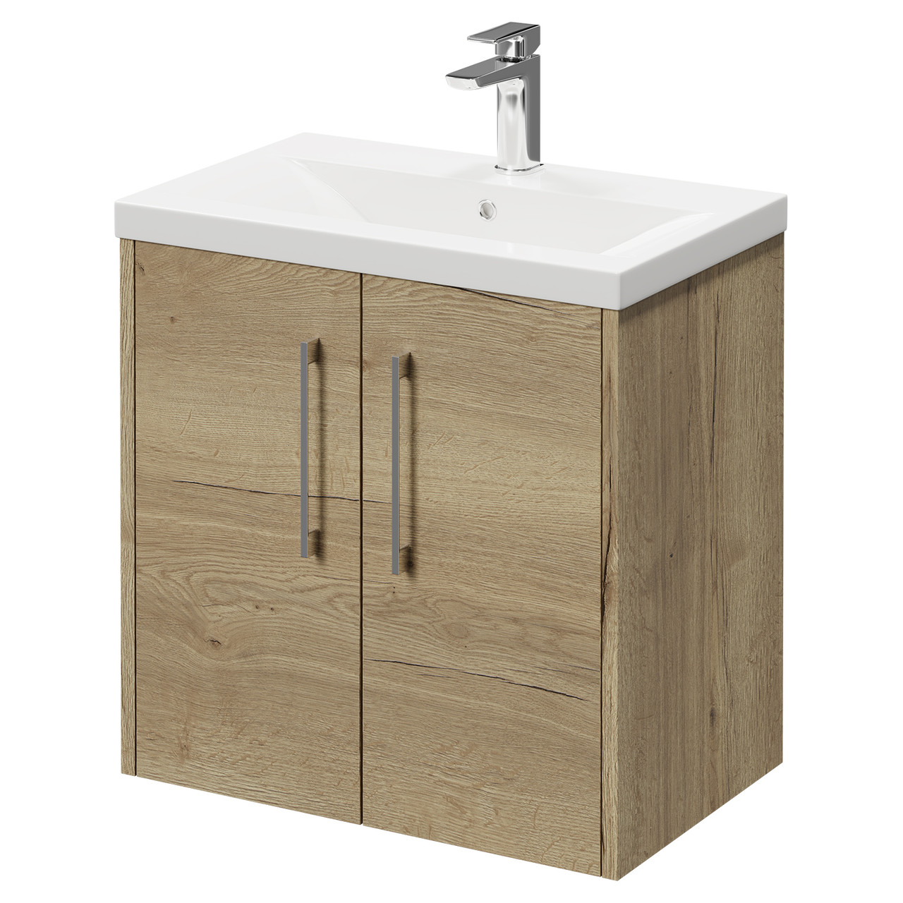 Horizon Wall Mounted Vanity Unit with 1 Tap Hole Basin and 2 Doors with Polished Chrome Handles