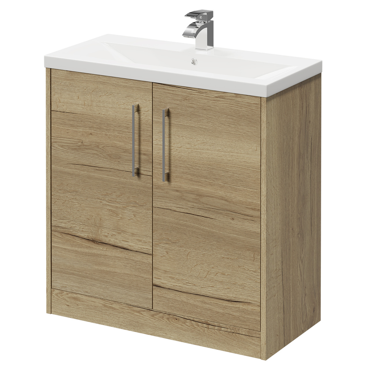 Horizon Floor Standing Vanity Unit with 1 Tap Hole Basin and 2 Doors with Polished Chrome Handles