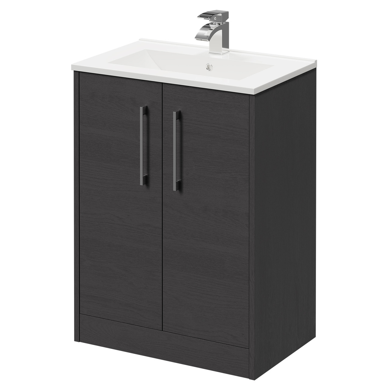 Horizon Floor Standing Vanity Unit with 1 Tap Hole Minimalist Basin and 2 Doors with Polished Chrome Handles