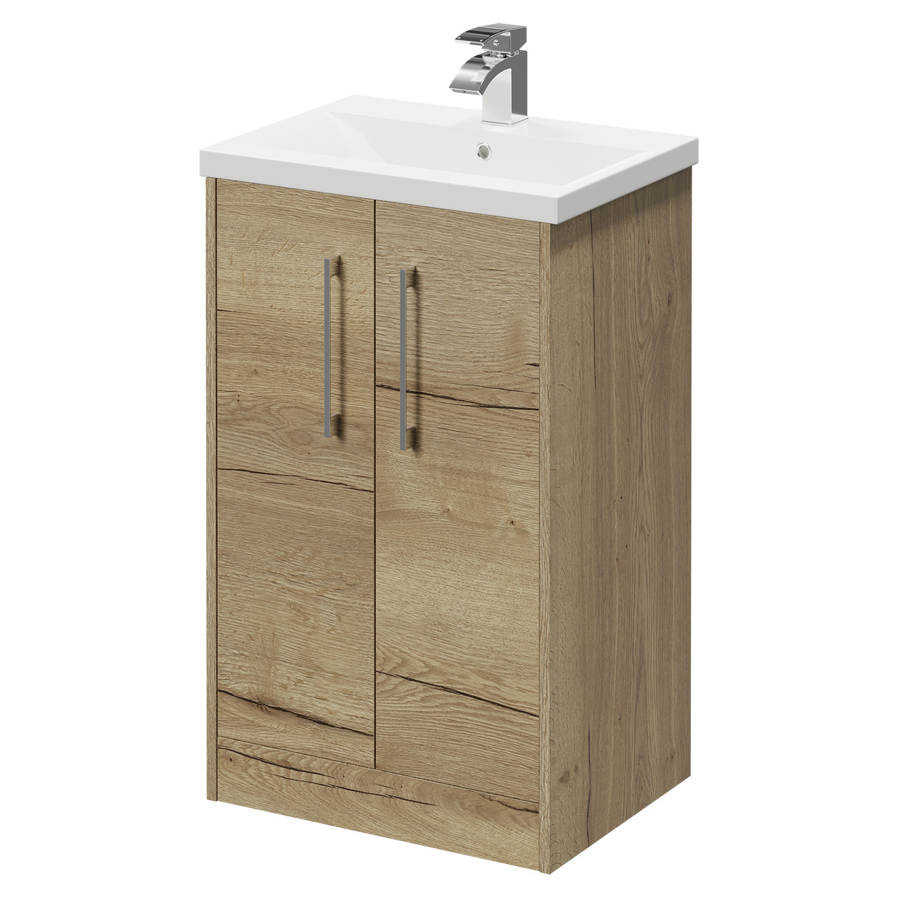 Horizon Floor Standing Vanity Unit with 1 Tap Hole Basin and 2 Doors with Polished Chrome Handles