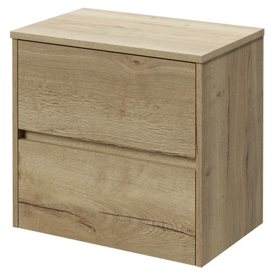 Wholesale Domestic Autumn Oak Montego Wall Mounted Vanity Unit For Countertop Basins With 2 Drawers | | Mdf | 600Mm