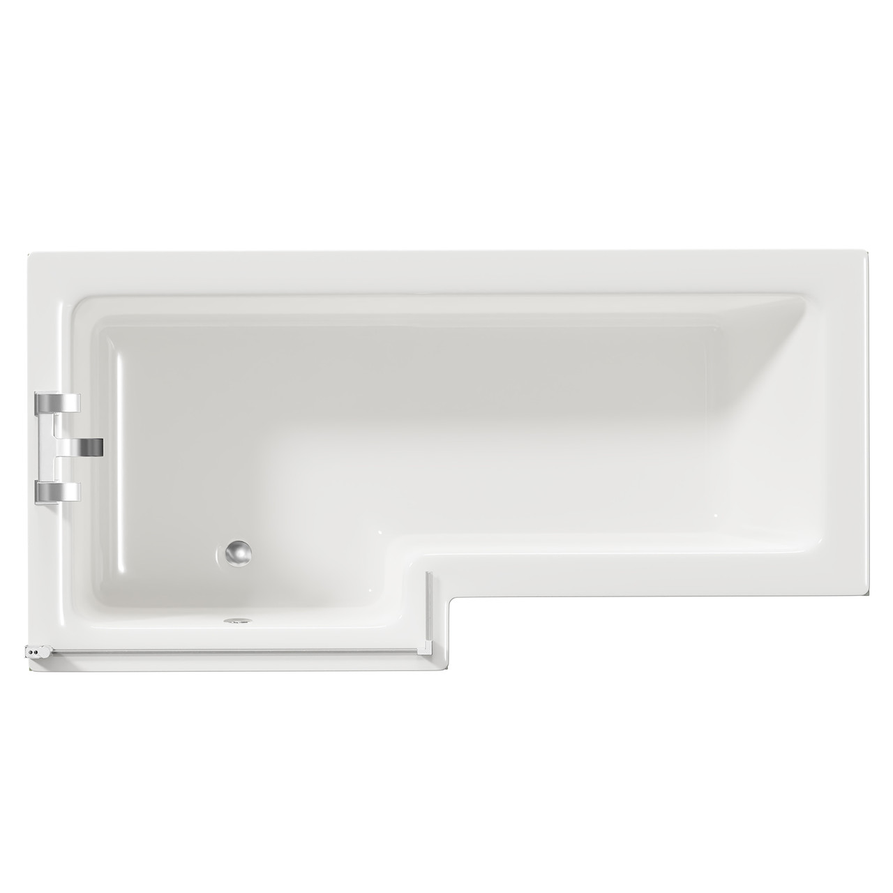 Loire Left Hand L Shaped Shower Bath with Polished Chrome Bath Screen and Olive Green Front and End Bath Panels