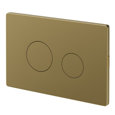 Colore Brushed Brass Pneumatic Dual Flush Plate With Round Buttons | | Plastic | 210Mm X 140Mm X 99Mm