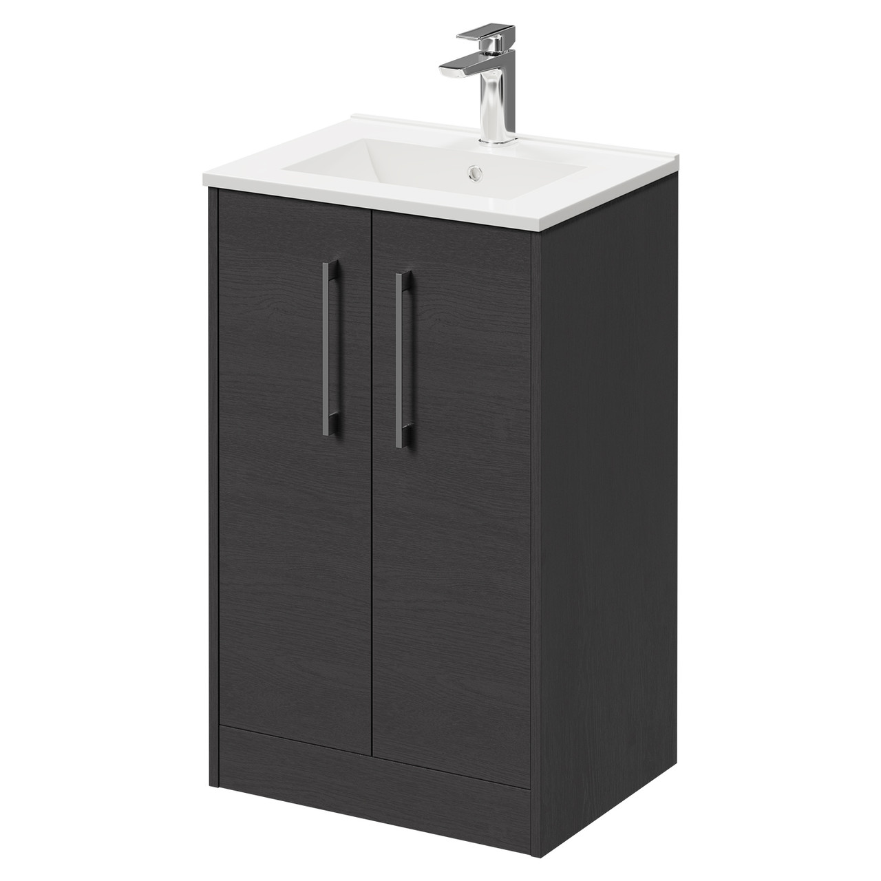 Horizon Floor Standing Vanity Unit with 1 Tap Hole Minimalist Basin and 2 Doors with Polished Chrome Handles