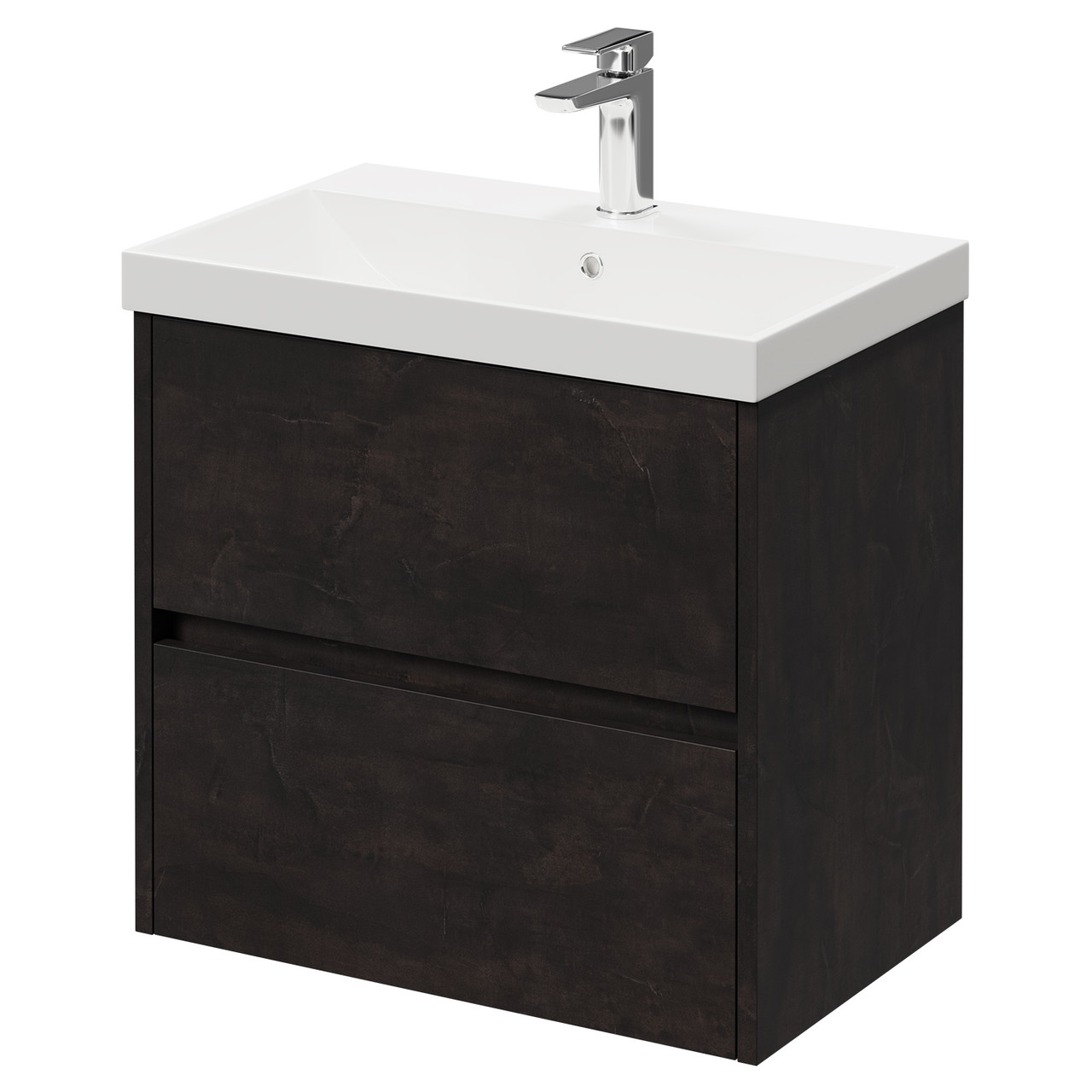 Montego Wall Mounted Vanity Unit with 1 Tap Hole Slim Edge Basin and 2 Drawers