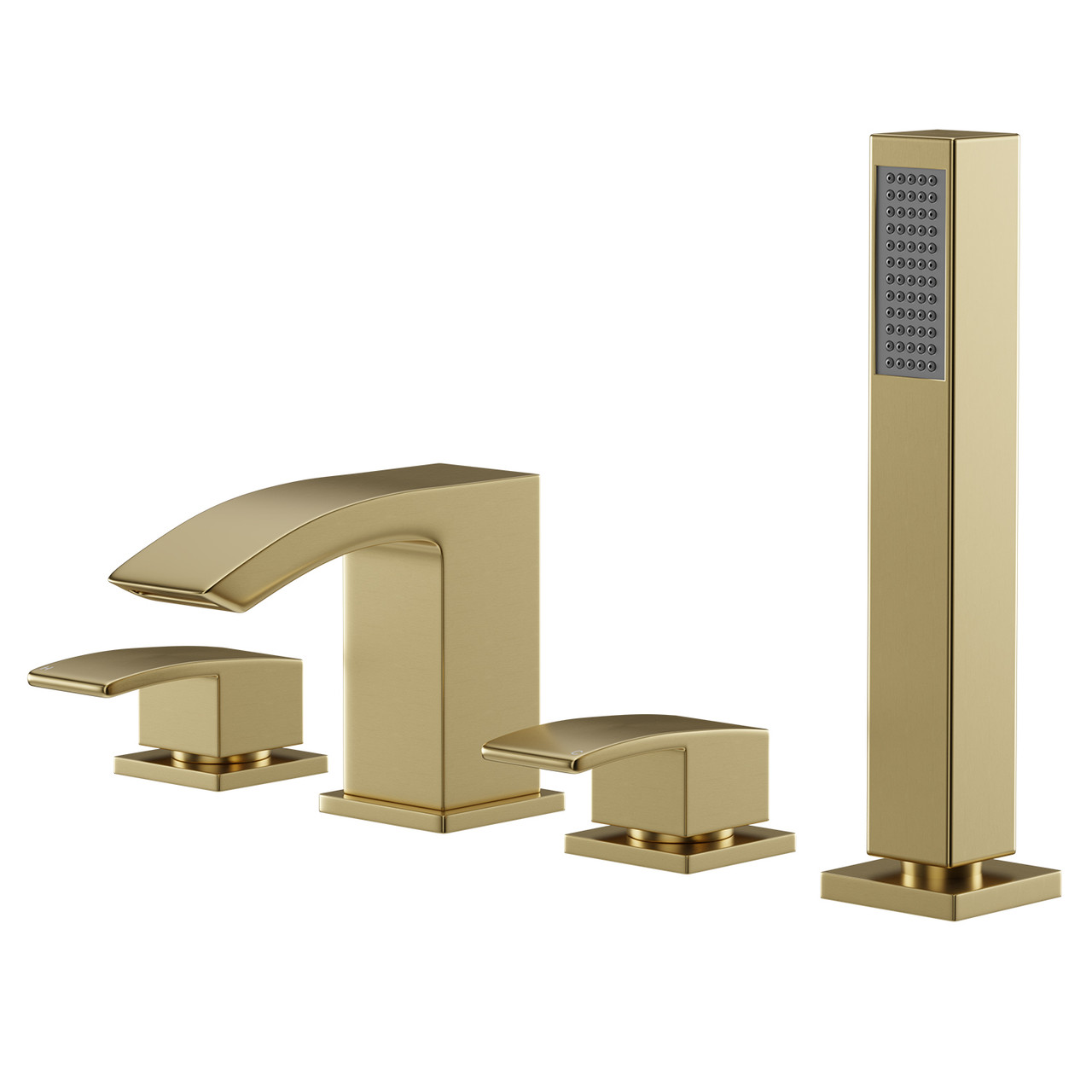 Colore Square 4 Hole Bath Shower Mixer Tap with Shower Handset