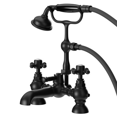Wholesale Domestic Matt Black Balmoral Traditional Bath Shower Mixer Tap With Shower Kit | | Brass | 250Mm X 194Mm X 186Mm