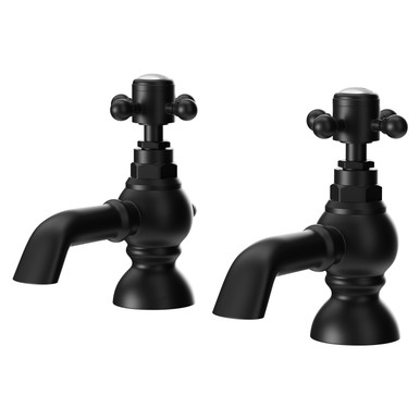Balmoral Traditional Matt Black Bath Taps Pair - Wholesale Domestic