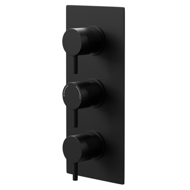 Colore Matt Black Round Concealed Triple Thermostatic Shower Valve With Diverter | | Brass | 120Mm X 280Mm X 48Mm