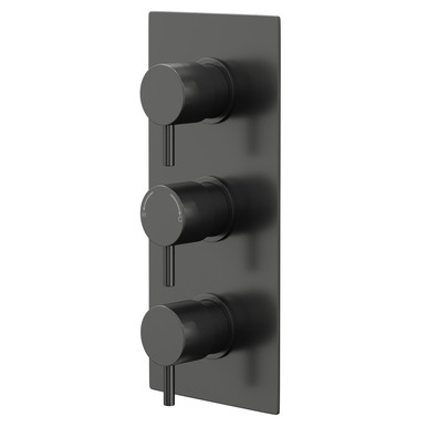 Colore Gunmetal Grey Round Concealed Triple Thermostatic Shower Valve With Diverter | | Brass | 120Mm X 280Mm X 48Mm