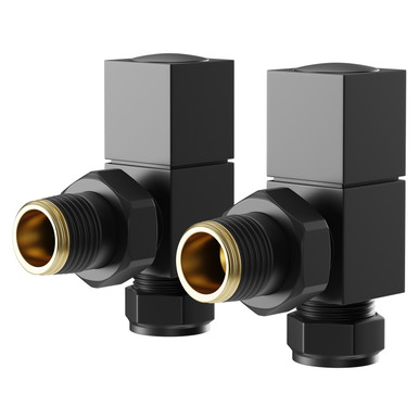 Wholesale Domestic Matt Black Colore Dias Square Angled Radiator Valves | | Brass | 29Mm X 77Mm X 64Mm