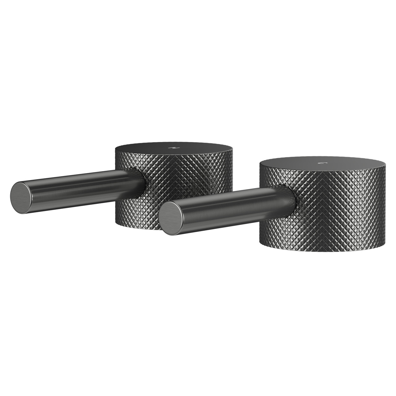 Colore Industrial Style Bath Filler Full Knurled Hot and Cold Tap Heads