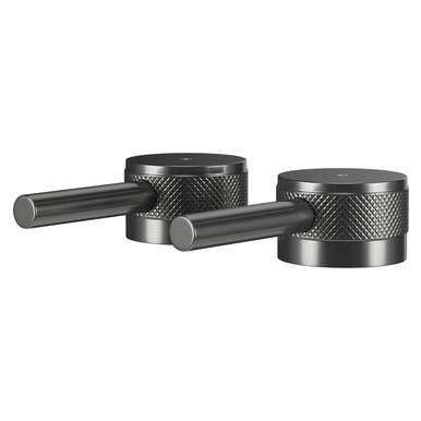 Colore Gunmetal Grey Industrial Style Bath Filler Half Knurled Hot And Cold Tap Heads | | Brass | 43Mm X 27Mm X 97Mm