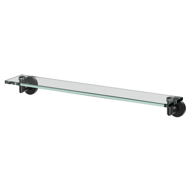 Colore Matt Black Orbit And Glass Wall Mounted Vanity Shelf | | 600Mm