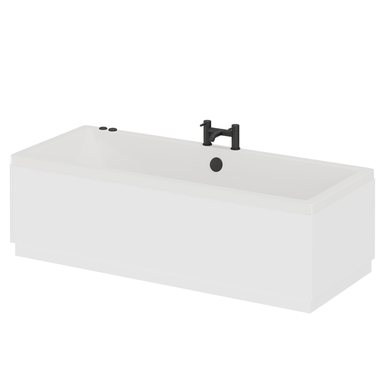 Square 6 Jet Matt Black V-Tec Double Ended Whirlpool Bath